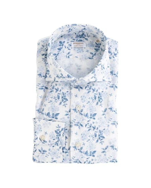 Borriello Blue Marechiaro Floral-Print Shirt for men