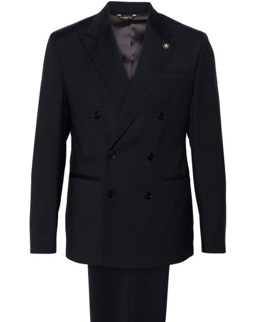 Manuel Ritz Blue Double-breasted Wool Suit for men