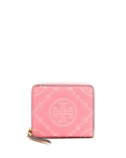 Tory Burch T Monogram Contrast Leather Wallet in Pink Lyst