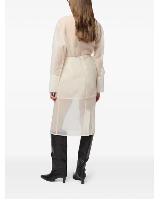 Apparis White Tyra Organza Midi Skirt