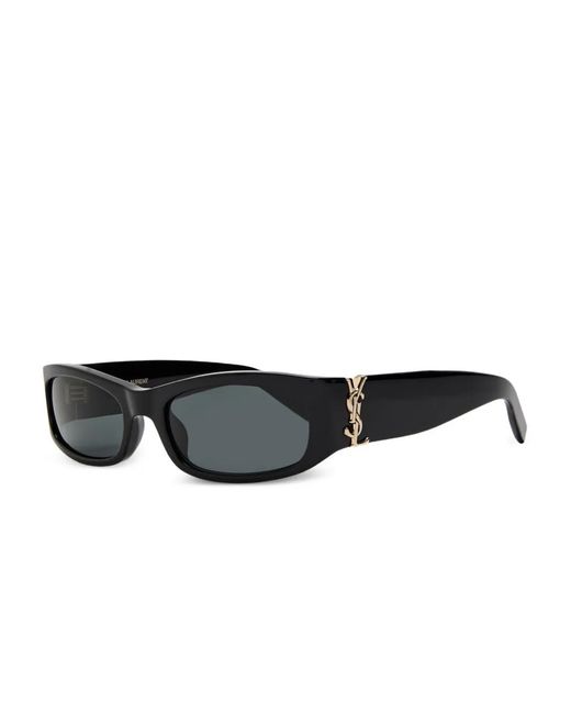 Saint Laurent Black Rectangle-Frame Sunglasses for men