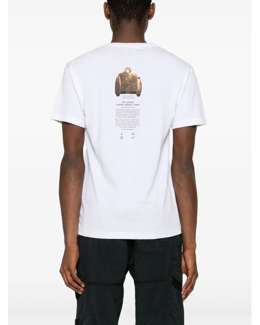 Stone Island White Logo-Print Cotton T-Shirt for men
