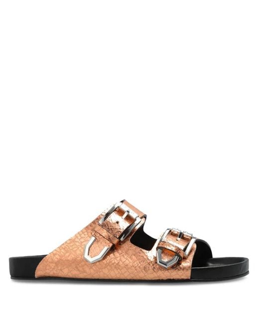 IRO Brown Leather Slides