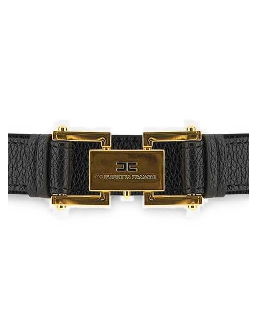 Elisabetta Franchi White Logo-Buckle Leather Belt