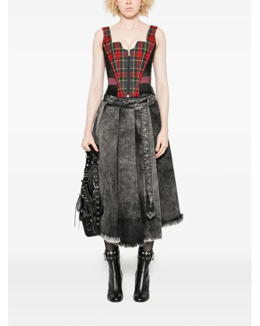 Vivienne Westwood Red Tartan Zip-Front Top