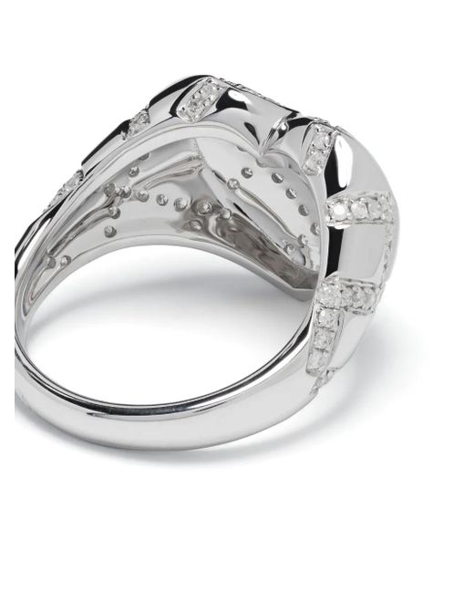 Yvonne Léon White 9Kt Chevalier Coeur Cross Diamond Signet Ring