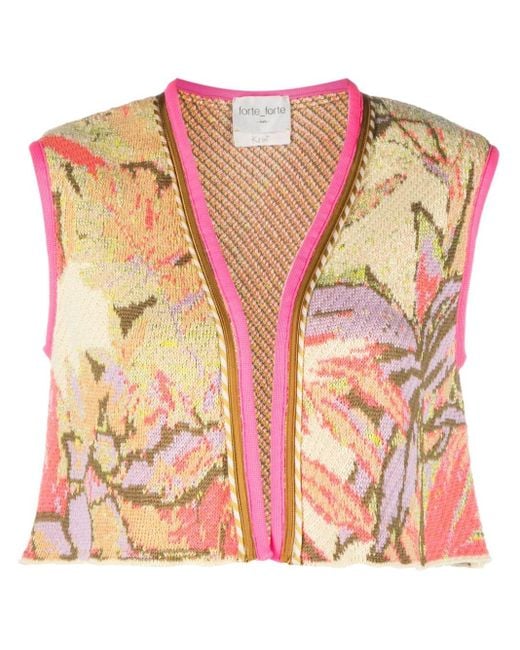Forte Forte Pink Jacquard-pattern Ribbed-knit Vest