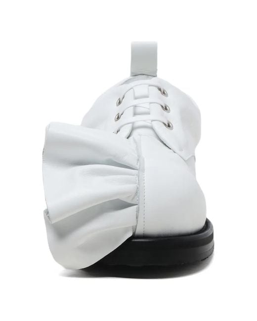 Comme des Garçons White Ruffled Leather Oxford Shoes for men