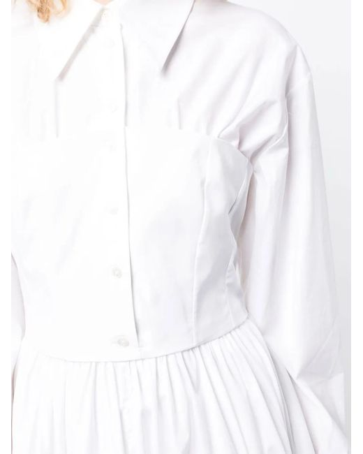A.W.A.K.E. MODE White Corset-Style Shirt Dress