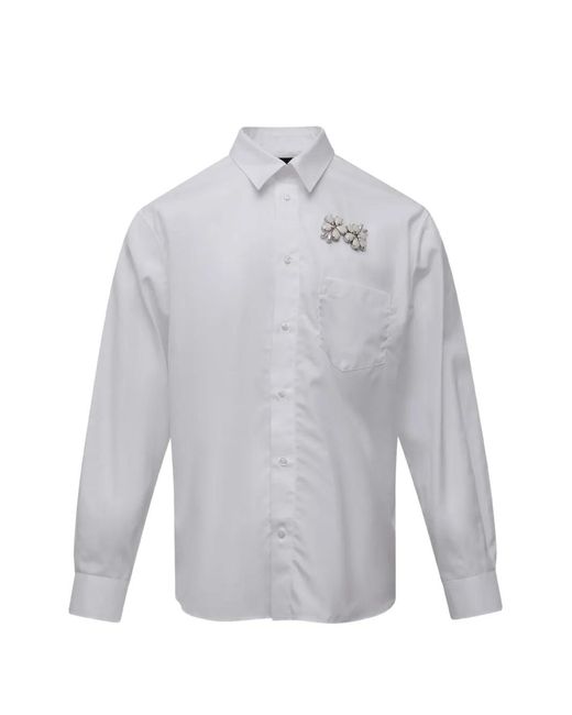 Simone Rocha Gray Crystal-Embellished Poplin Shirt for men