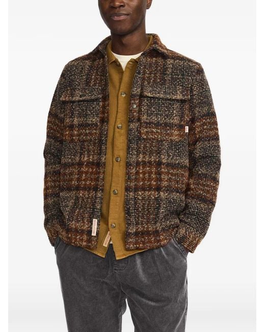 Revolution Brown Worker Check-Pattern Shirt Jacket for men