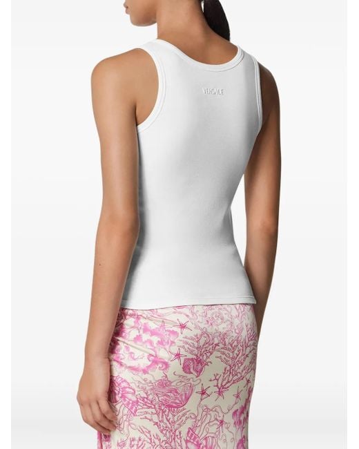 Versace White Geripptes Safety Pin Tanktop