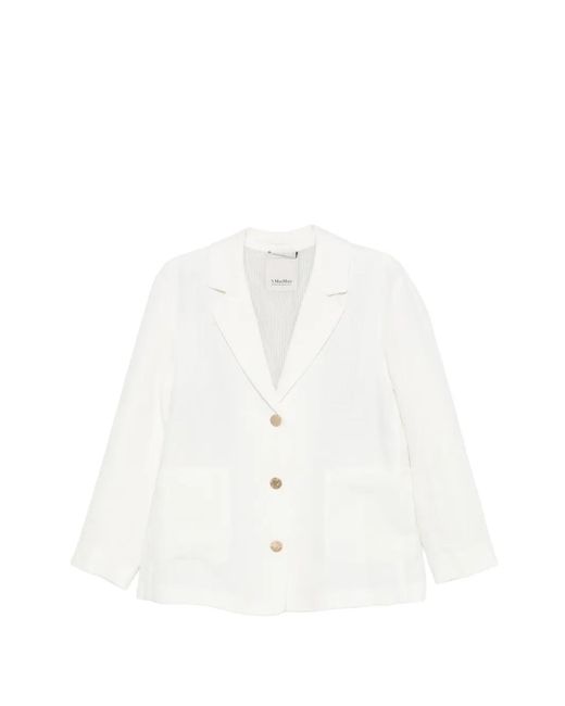 Max Mara White Linen Single-Breasted Jacket