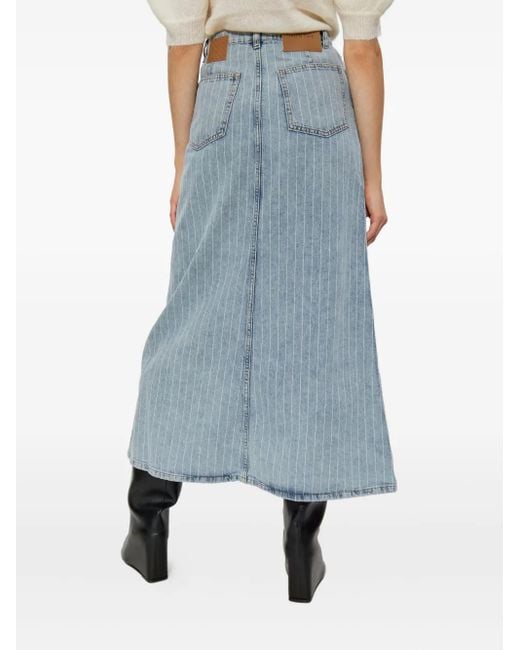 Munthe Blue Button-Down Denim Skirt