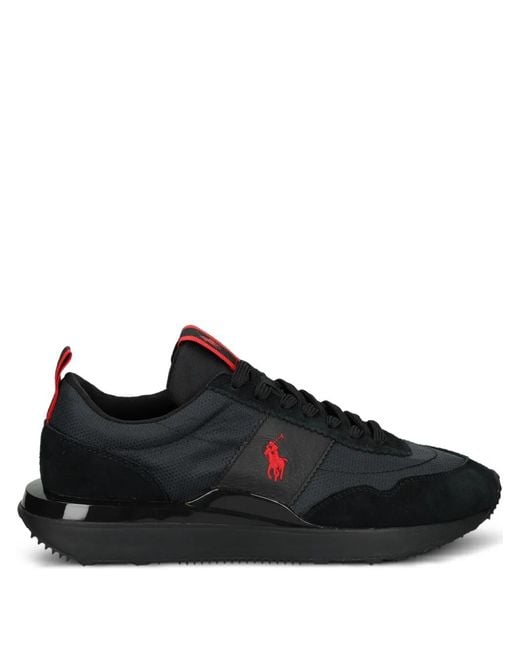 Polo Ralph Lauren Black Train 89 Logo-Embroidery Sneakers for men