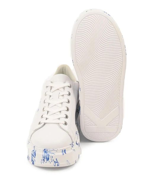 Karl Lagerfeld White Plateau-Sneakers mit Blumen