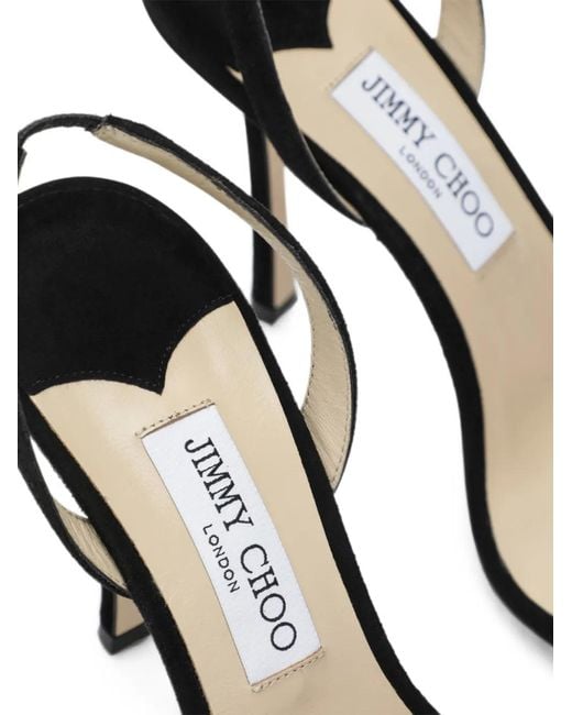 Jimmy Choo Black Jenn 100 Suede Slingback Sandals