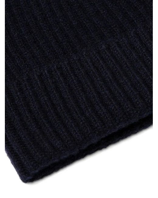 Sunspel Blue Ribbed-Knit Beanie Hat for men