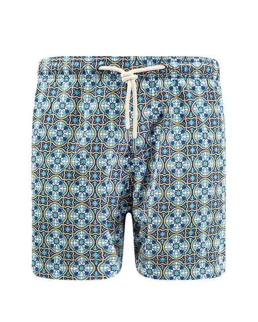 Peninsula Blue Santo Stefano Geometric-Print Swim Trunks for men