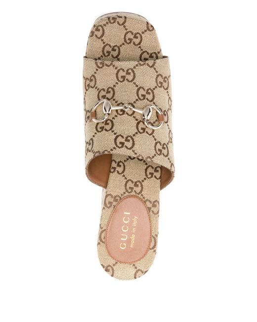 Gucci Brown Damensandale Mit Keilabsatz Und Horsebit, Grösse