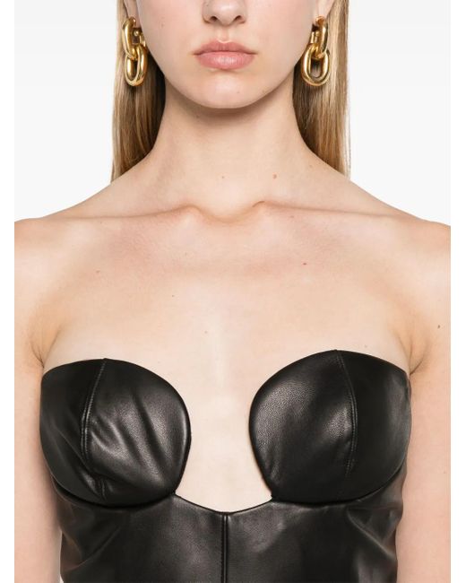 Nensi Dojaka Black Leather Midi Dress