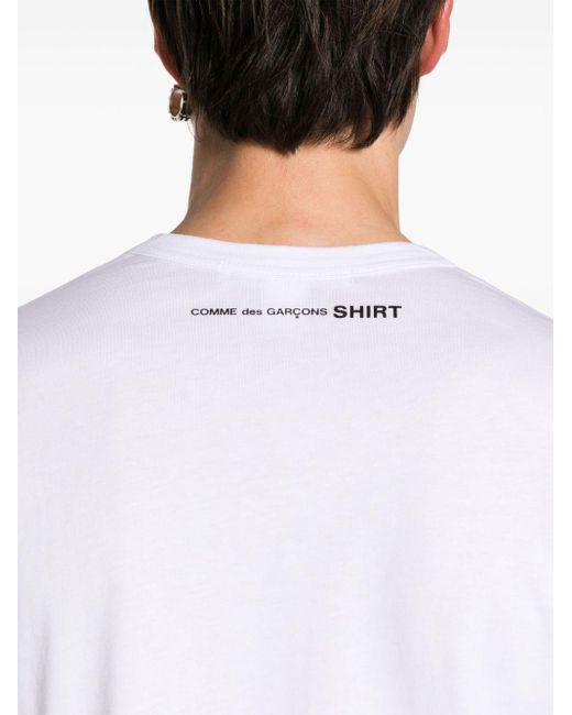 Camiseta con logo estampado Comme des Garçons de hombre de color White