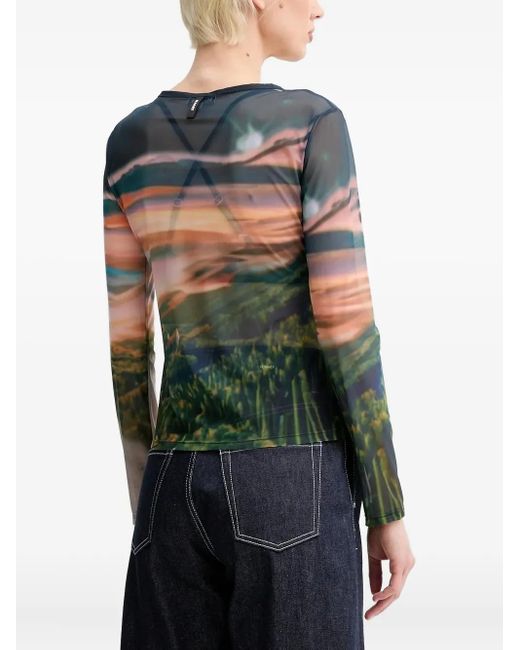 Sunnei Blue Mesh Print Top