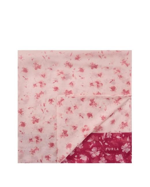 Furla Pink Primavera Floral-Print Scarf