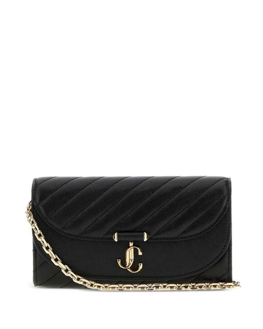 Jimmy Choo Black Portefeuille À Bride En Chaîne