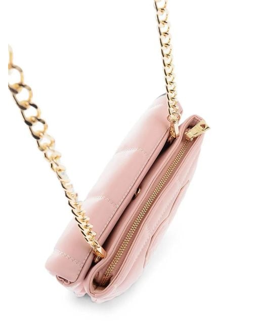 Moschino Pink Quilted Logo Shoulder Bag