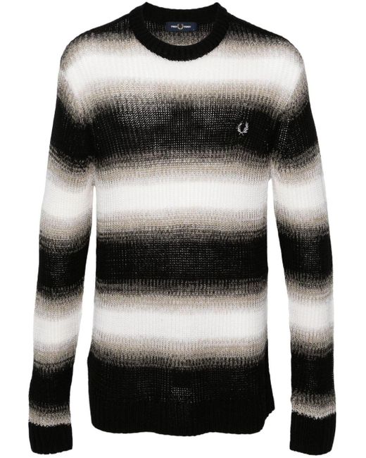 Fred Perry Black Ombré-effect Wool-blend Jumper for men