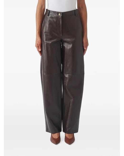 Max Mara Black Leather Wide-Leg Trousers
