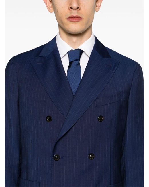 Boglioli Blue Pinstriped Double-breasted Suit for men