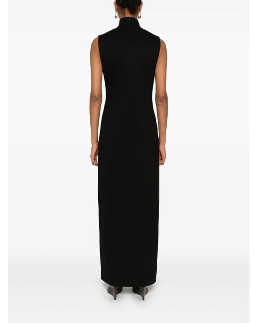Atu Body Couture Black Metallic-Ring Maxi Dress