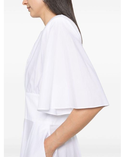 Alexandre Vauthier Poplin Shoulder-pads Midi Dress White