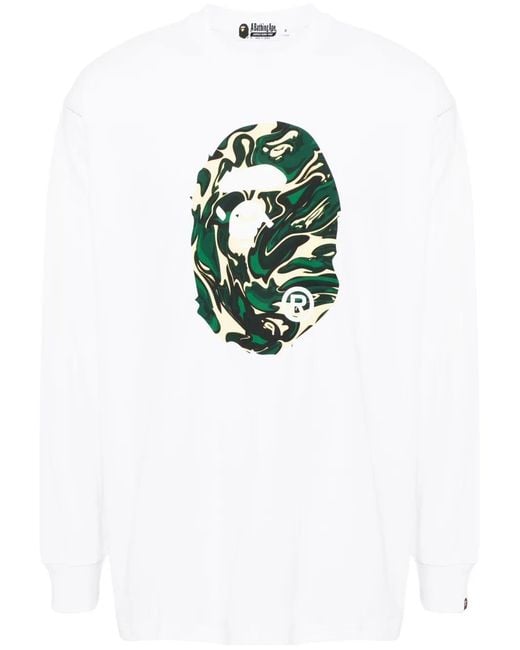 A Bathing Ape Blue Marbling Camo Logo T-Shirt for men