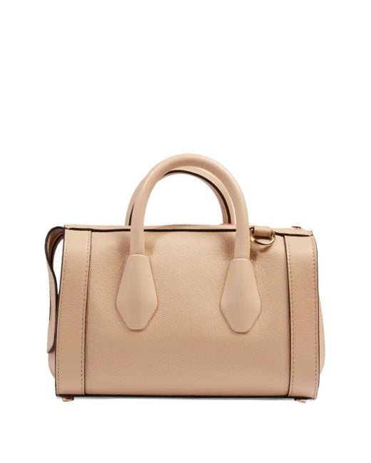 Lancel Natural Leather Top-Handle Bowling Bag