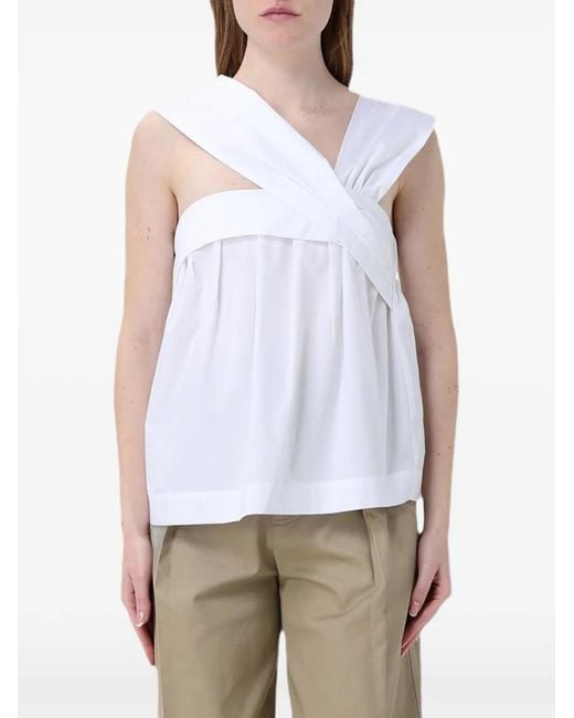 Tela White Haut En Coton À Une Épaule