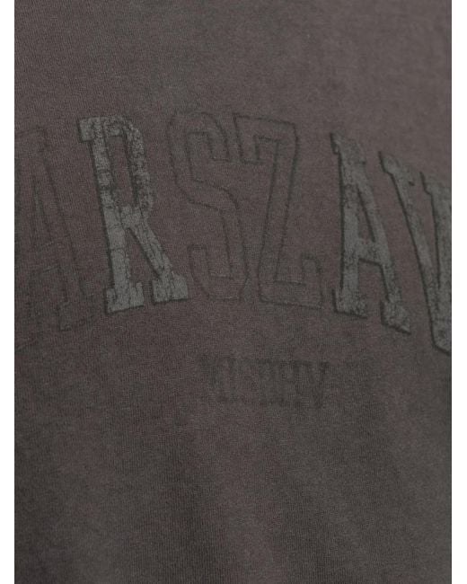 M I S B H V Gray Logo-Print Distressed T-Shirt