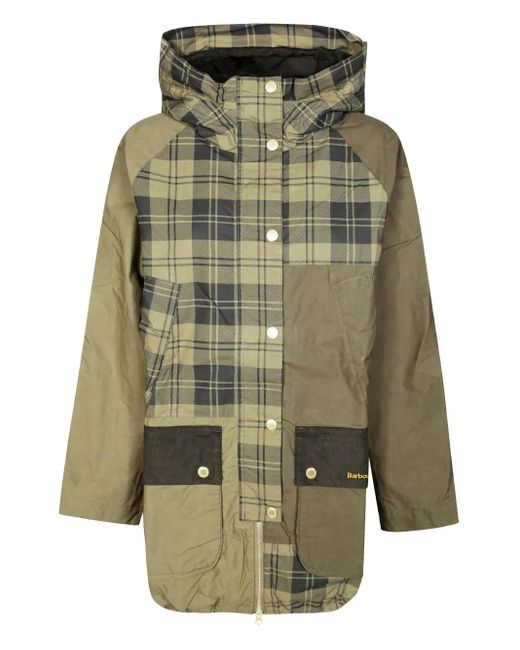 Barbour Green Shelley Plaid-Pattern Parka Jacket