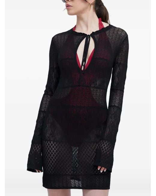 Desigual Blue Lace-Knit Mini Beach Dress