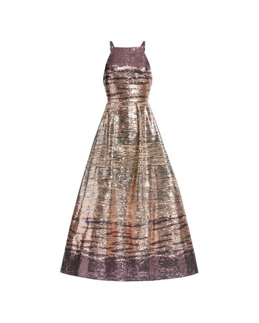 Elie Saab Metallic Sequin-Embroidered Sleeveless Maxi Dress