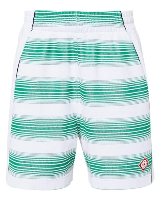 Casablancabrand Green Striped Jacquard Track Shorts for men
