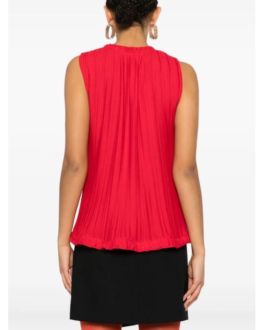 Lanvin Red Draped Pleated Top