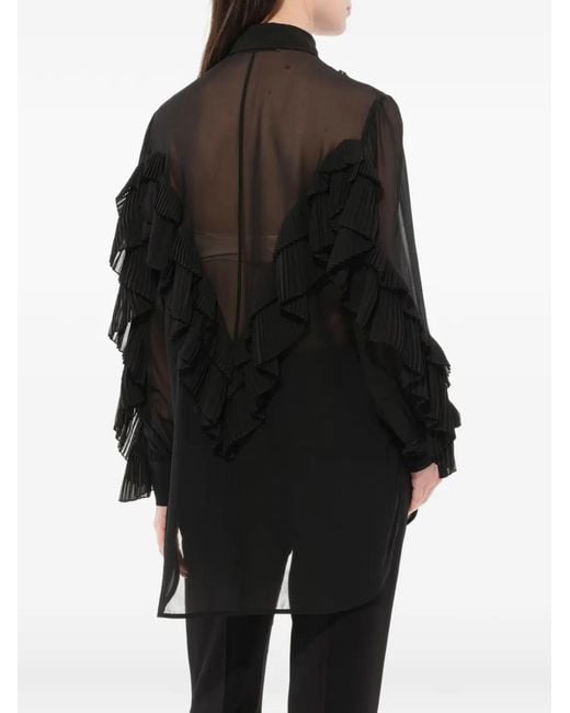 Givenchy Black Ruffled Transparent Blouse