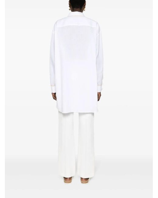 Fabiana Filippi White Contrast-Trim Linen Shirt