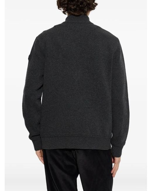 Moncler Black Half-Zip Chest-Pocket Sweater for men