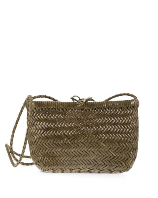 Dragon Brown Minsu Woven Leather Shoulder Bag