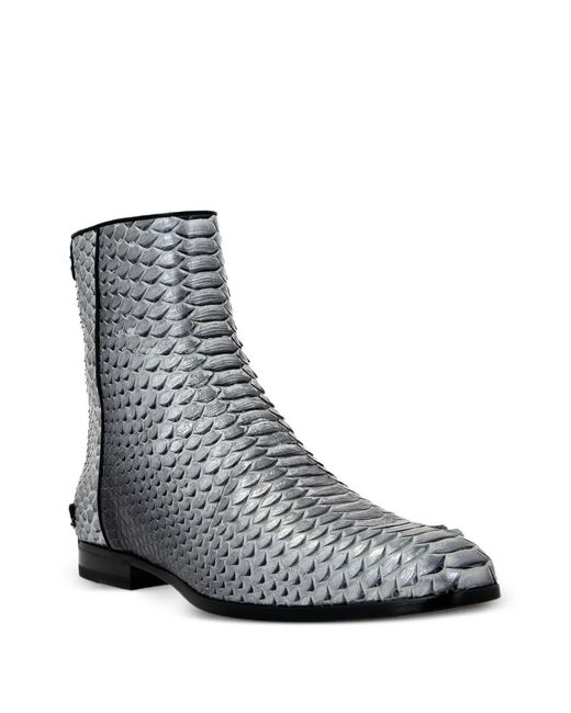 Philipp Plein Gray Python-Leather Ankle Boots for men