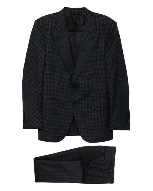 Tom Ford Black Single Breasted Checked-Print Blazer for men